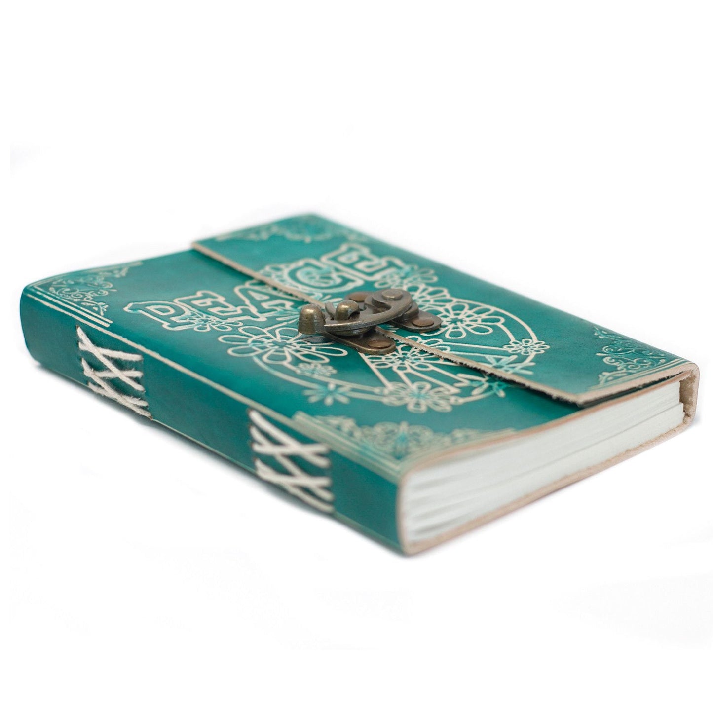 Leather Green Peace with Lock Notebook (7x5") - Luna Panther