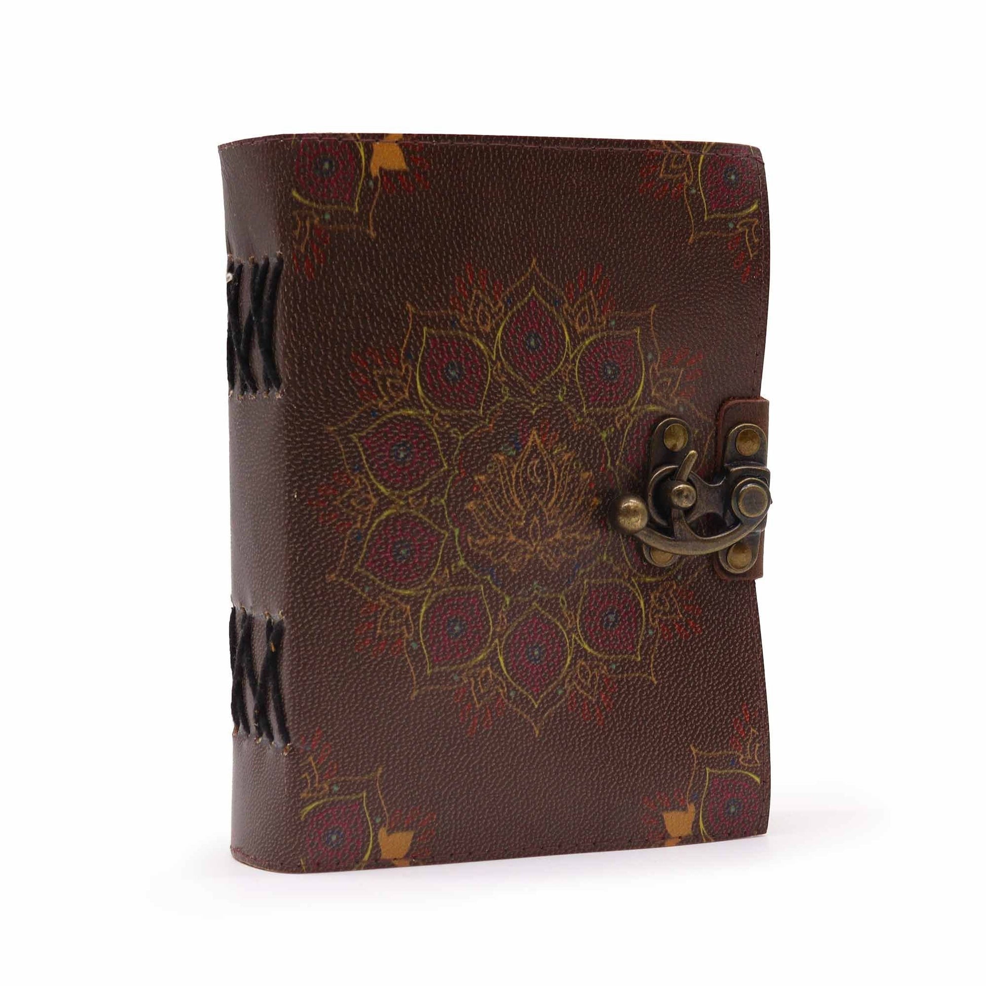Leather Lotus Mandala Deckle - edge Notebook - Luna Panther