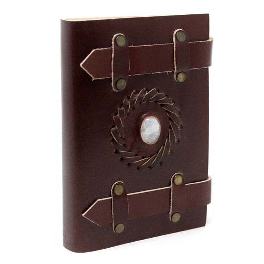 Leather Moonstone with Belts Notebook (6x4") - Luna Panther