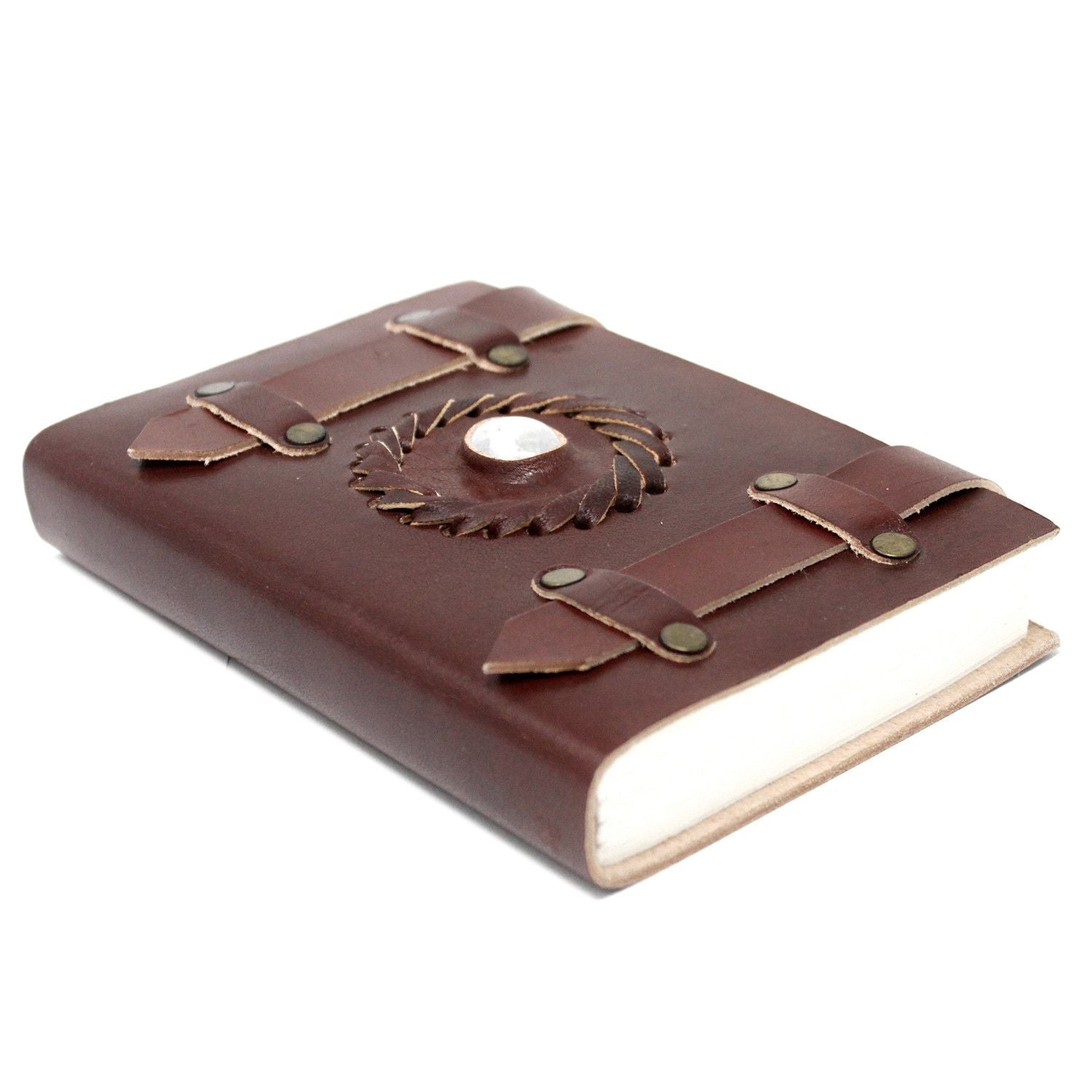 Leather Moonstone with Belts Notebook (6x4") - Luna Panther