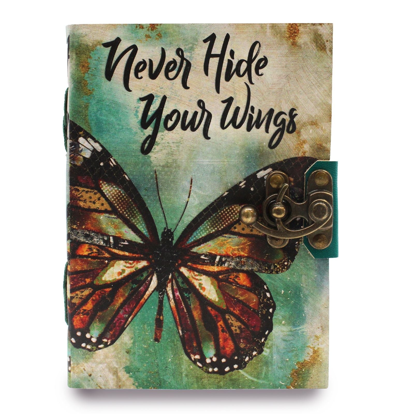 Leather "Never Hide Your Wings" Deckle - edge Notebook (7x5") - Luna Panther