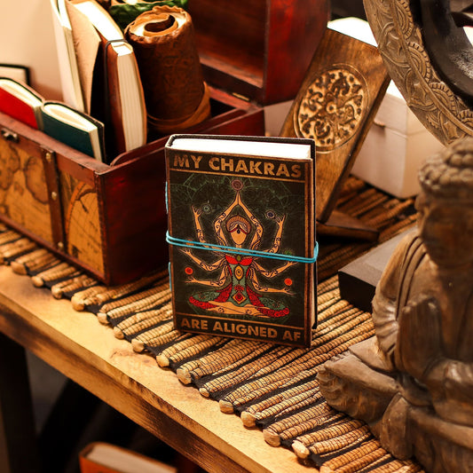 Leather Printed Notebook - My Chakras Are Aligned AF - 17.8×12.7 cm - Luna Panther