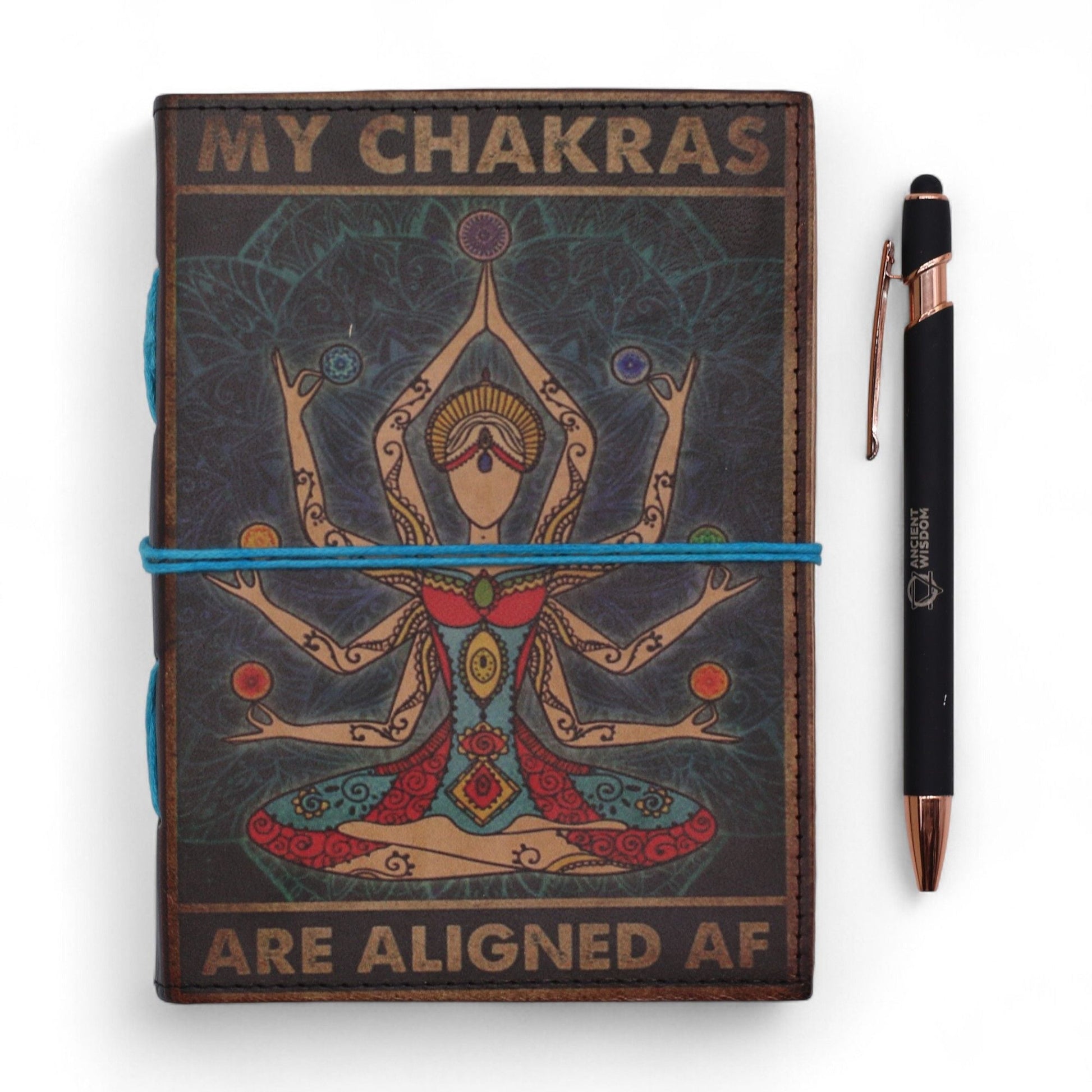 Leather Printed Notebook - My Chakras Are Aligned AF - 17.8×12.7 cm - Luna Panther