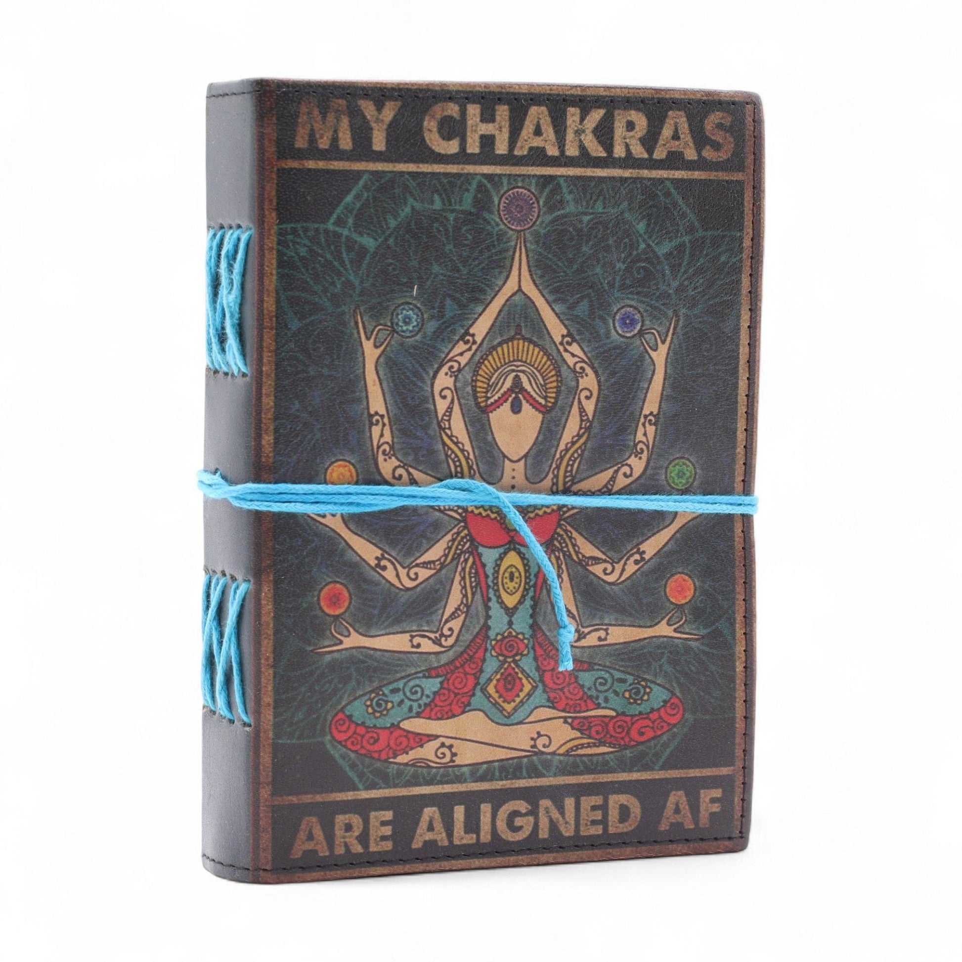 Leather Printed Notebook - My Chakras Are Aligned AF - 17.8×12.7 cm - Luna Panther