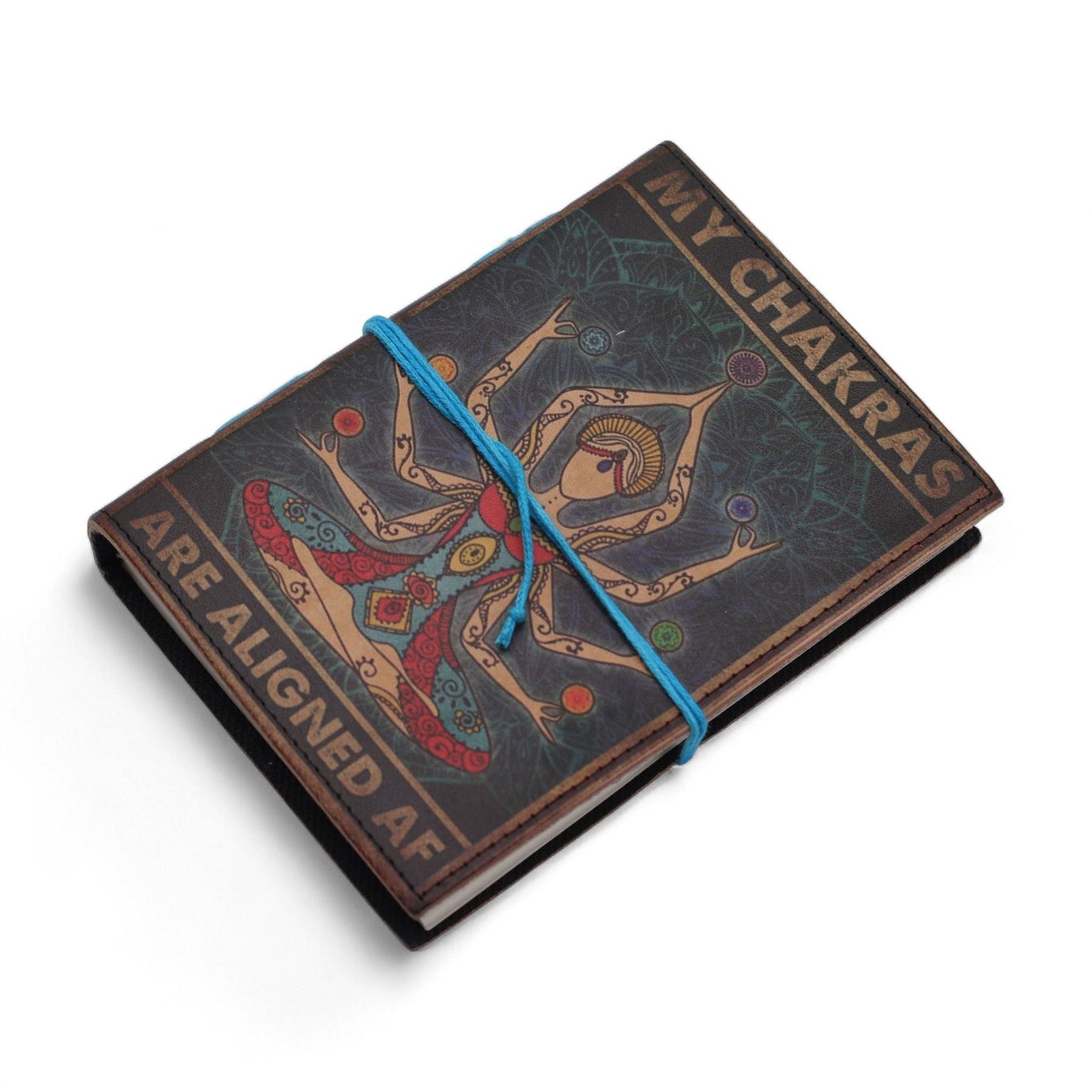 Leather Printed Notebook - My Chakras Are Aligned AF - 17.8×12.7 cm - Luna Panther