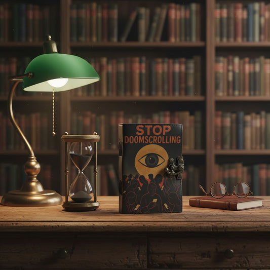 Leather Printed Notebook - Stop Doom Scrolling - 17.8x12.7 cm - Luna Panther alternate view