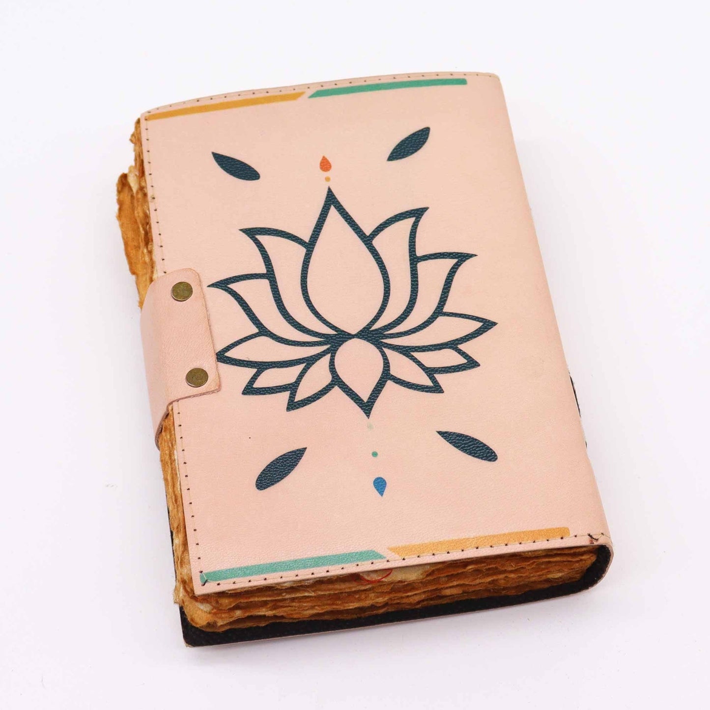 Leather Seven Chakra Colours Deckle - edge Notebook - Luna Panther