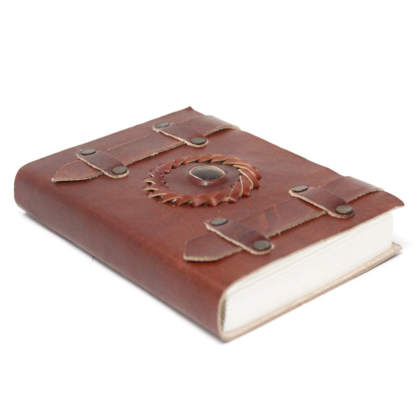Leather Tigereye with Belts Notebook (6x4") - Luna Panther