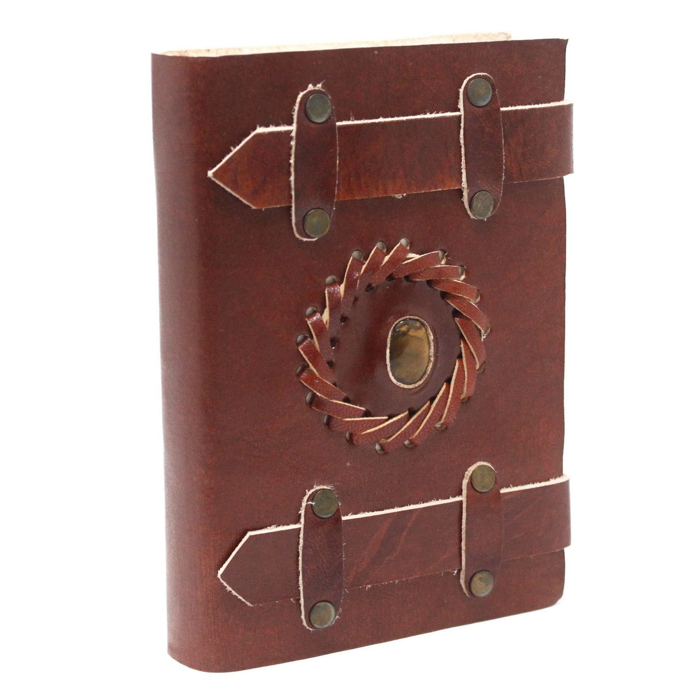Leather Tigereye with Belts Notebook (6x4") - Luna Panther