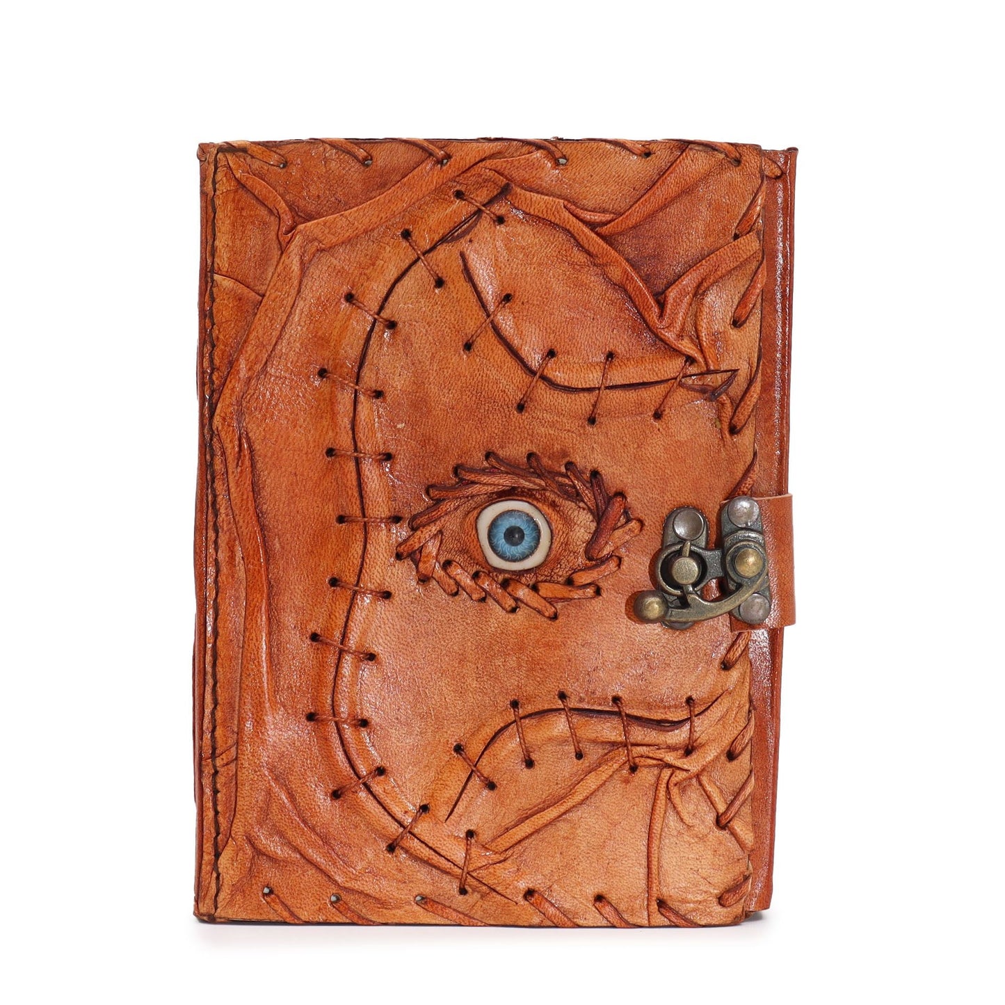 Light Brown Tan Book - Evil Eye Decor - 160 Deckle Edges Pages - 17x12.5cm - Luna Panther