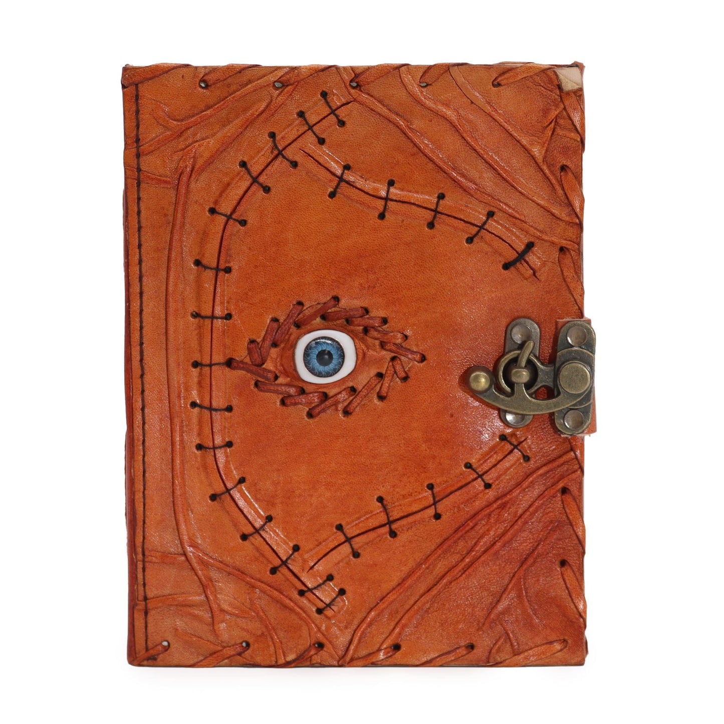 Light Brown Tan Book - Evil Eye Decor - 160 Deckle Edges Pages - 20x15cm - Luna Panther