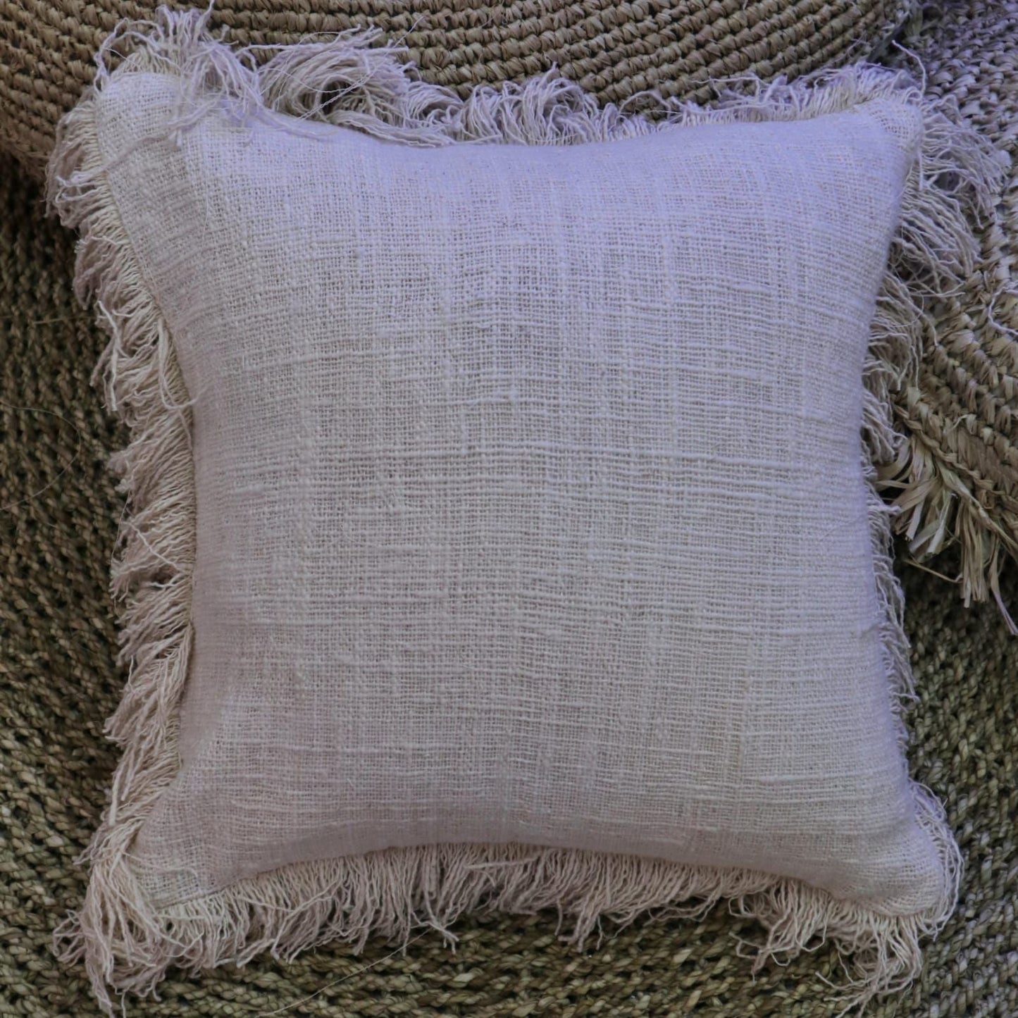 Linen Cushion Cover 60x60cm with fringe - Luna Panther