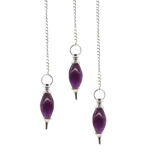 Polished Lingam Shaped Gemstone Pendulum - Amethyst featuring rich purple colour and natural clarity - Luna Panther