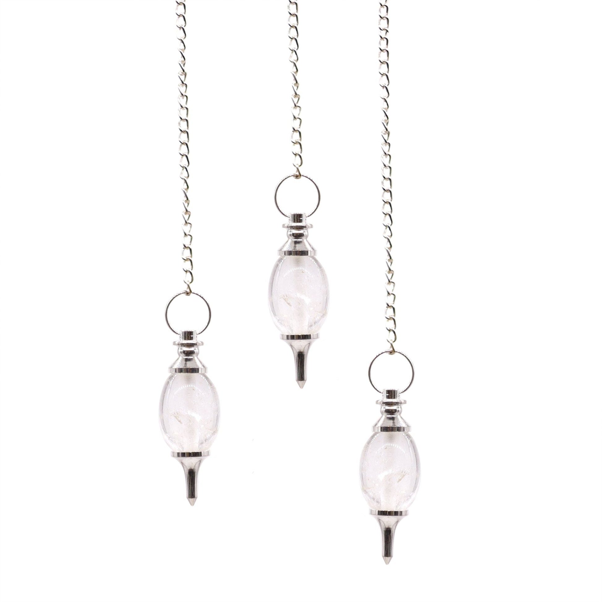 Polished Lingam Shaped Gemstone Pendulum - Rock Quartz featuring natural patterning and unique variations - Luna Panther
