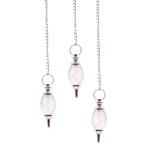 Polished Lingam Shaped Gemstone Pendulum - Rock Quartz featuring natural patterning and unique variations - Luna Panther