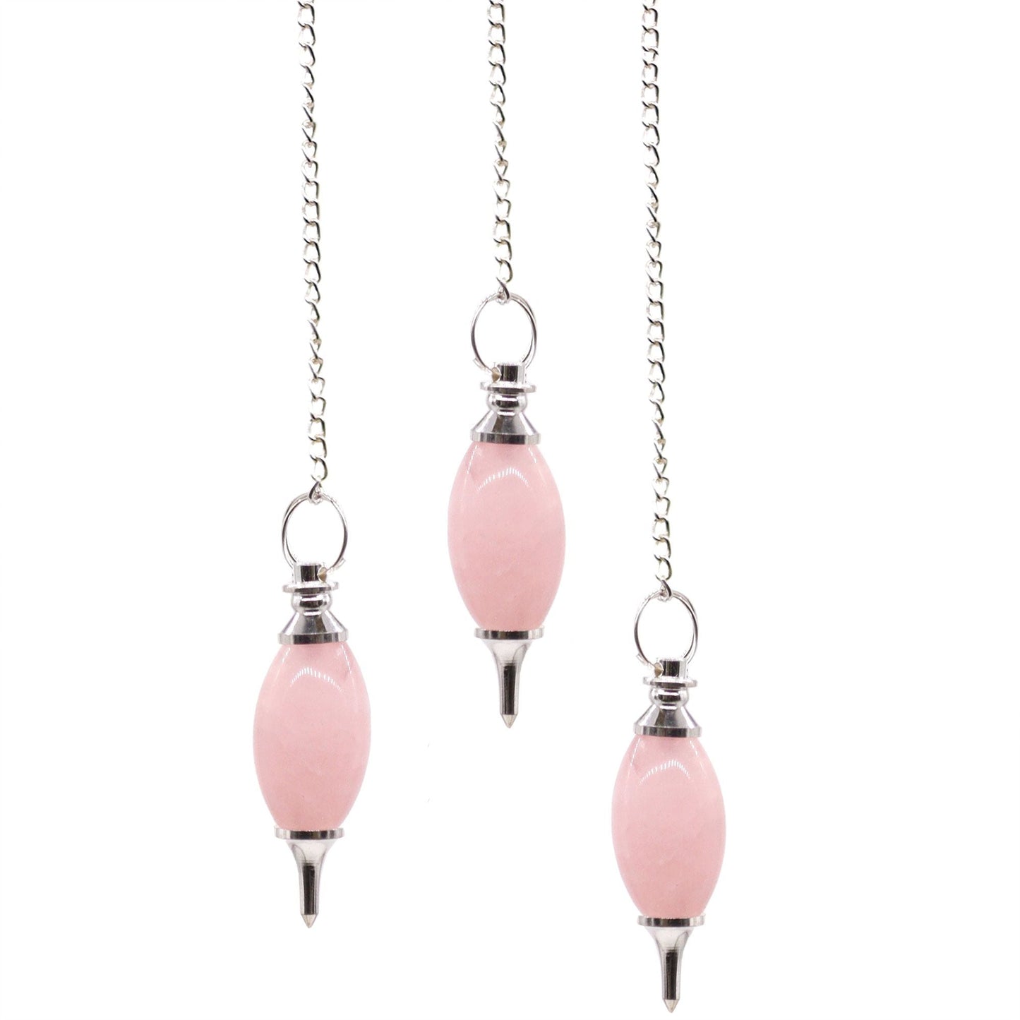 Polished Lingam Shaped Gemstone Pendulum - Rose Quartz featuring soft pink tone and gentle translucence - Luna Panther