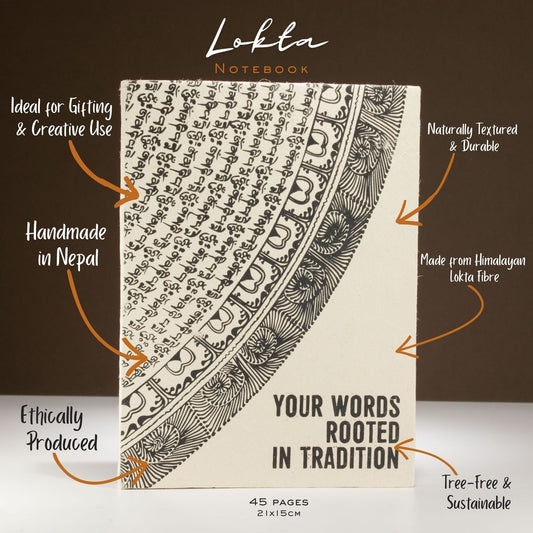 Lokta Inspiration Notebook - Your Words - Large (21x15cm) - 45 Leaves - Includes Bookmark - Luna Panther