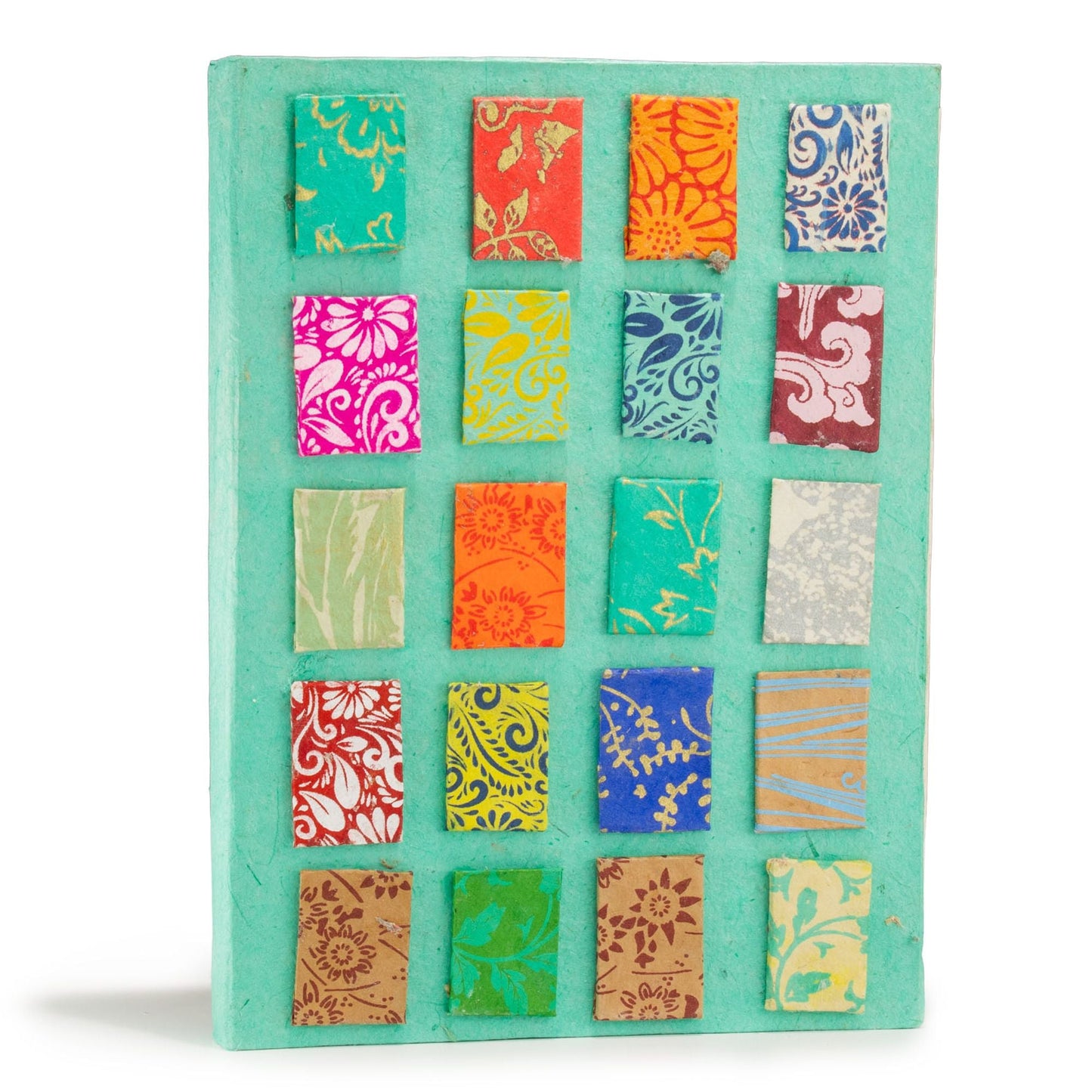 Lokta Mini Tiles Notebook - Large (21x15cm) - 45 Leaves - Includes Bookmark - Teal - Luna Panther