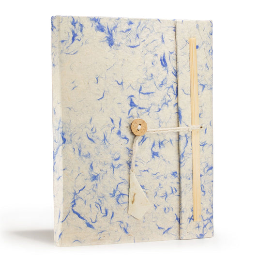 Lokta Mixed Blue Cotton Notebook – Large (21 × 15 cm) – 45 Leaves – Includes Bookmark - Luna Panther alternate view