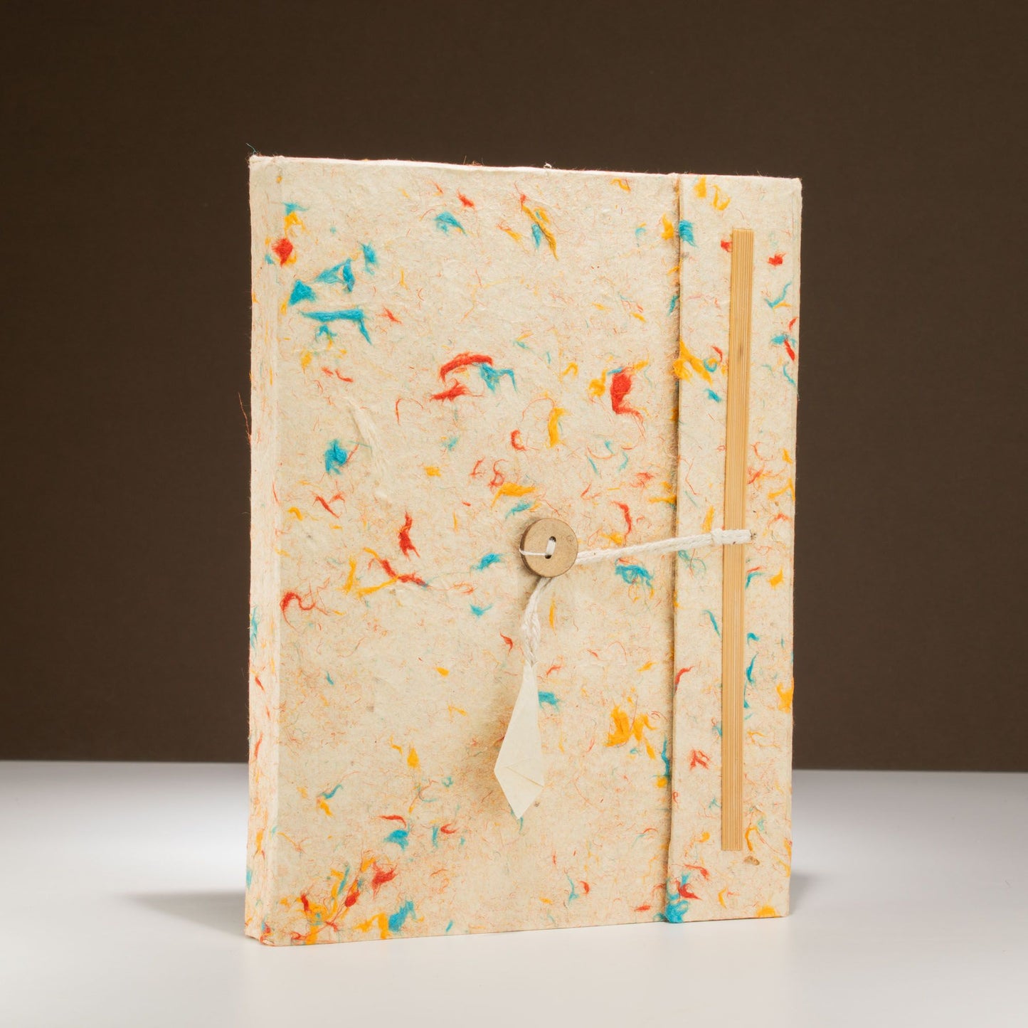Lokta Mixed Colour Cotton Notebook - Large (21x15cm) - 45 Leaves - Includes Bookmark - Luna Panther