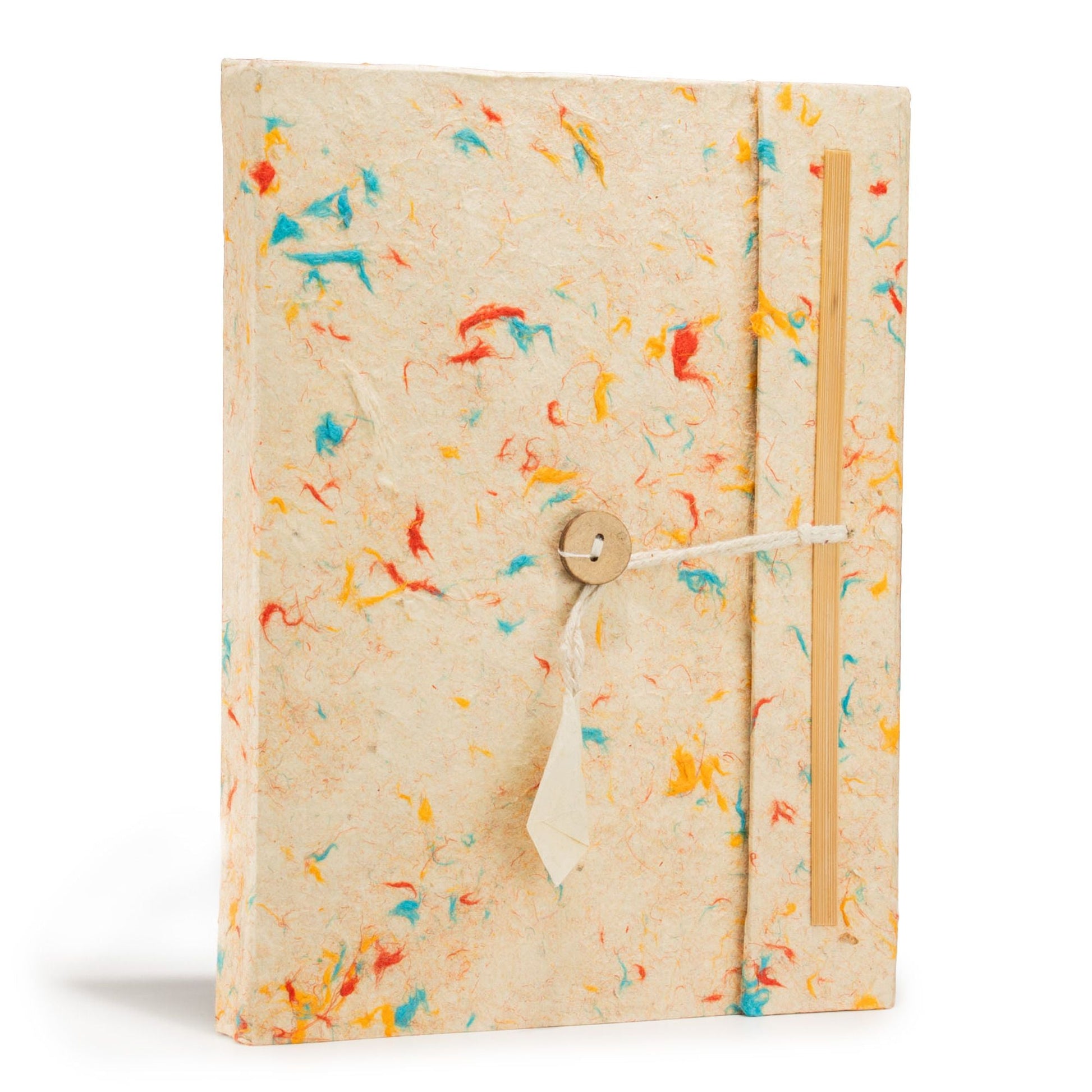 Lokta Mixed Colour Cotton Notebook - Large (21x15cm) - 45 Leaves - Includes Bookmark - Luna Panther