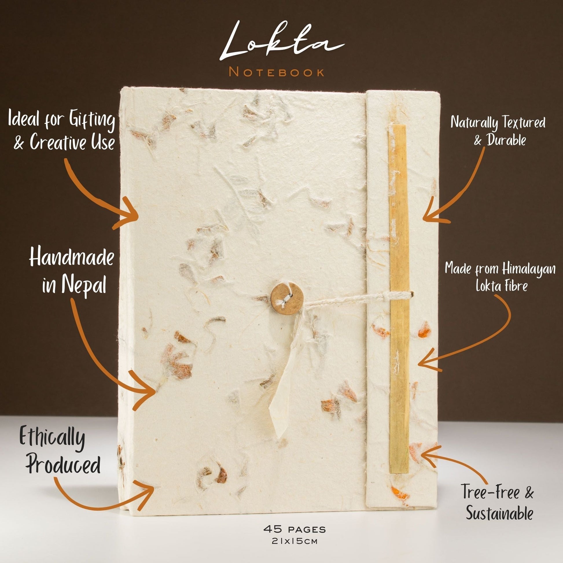 Lokta Mixed Flowers Notebook - Large (21x15cm) - 45 Leaves - Includes Bookmark - Luna Panther