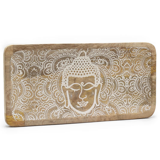 Long Tray 30x15x2.5cm - Buddha Face Whitewash - Luna Panther