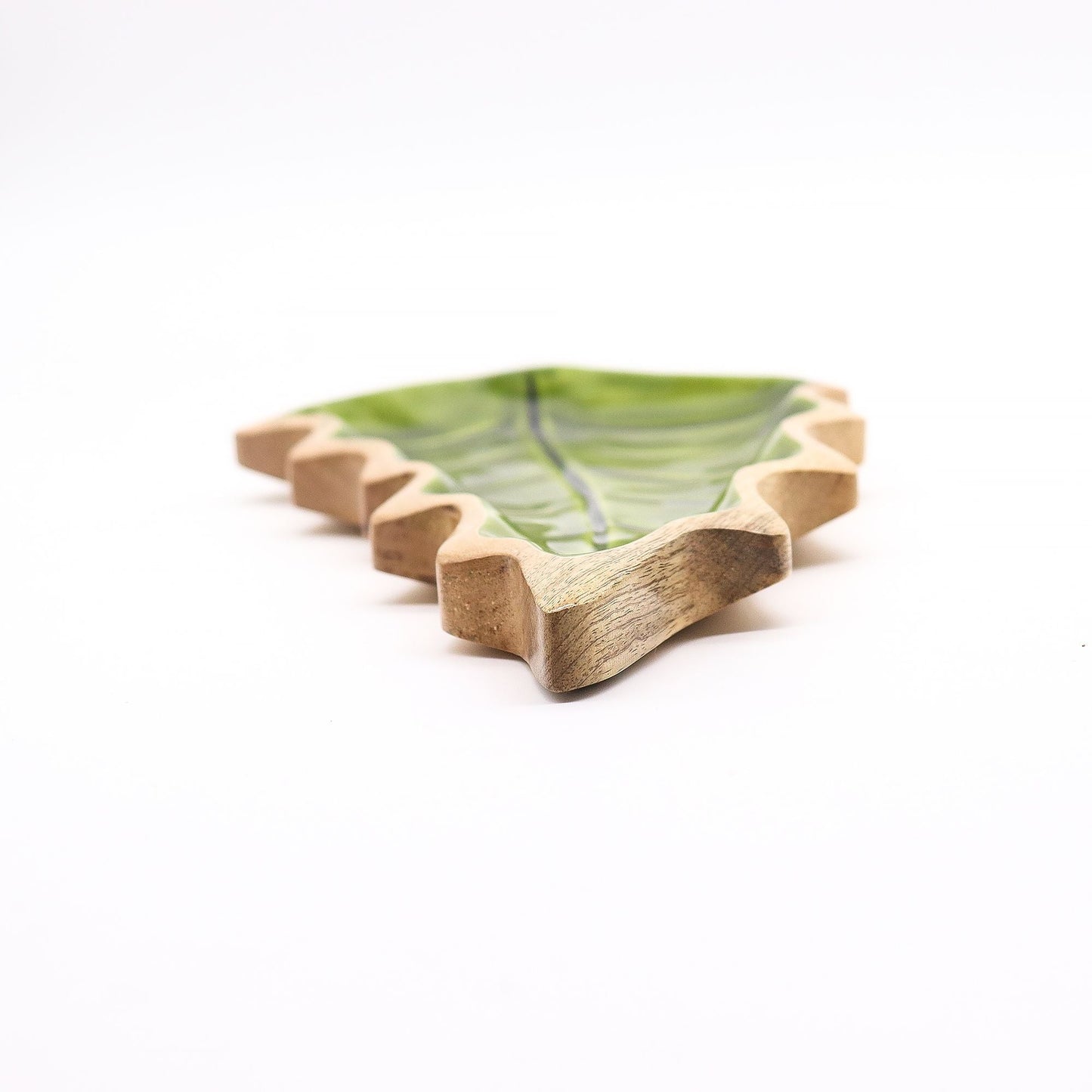 Lost in the Forest - Enamel Leaf Wooden Bowl - 33x17cm - Luna Panther