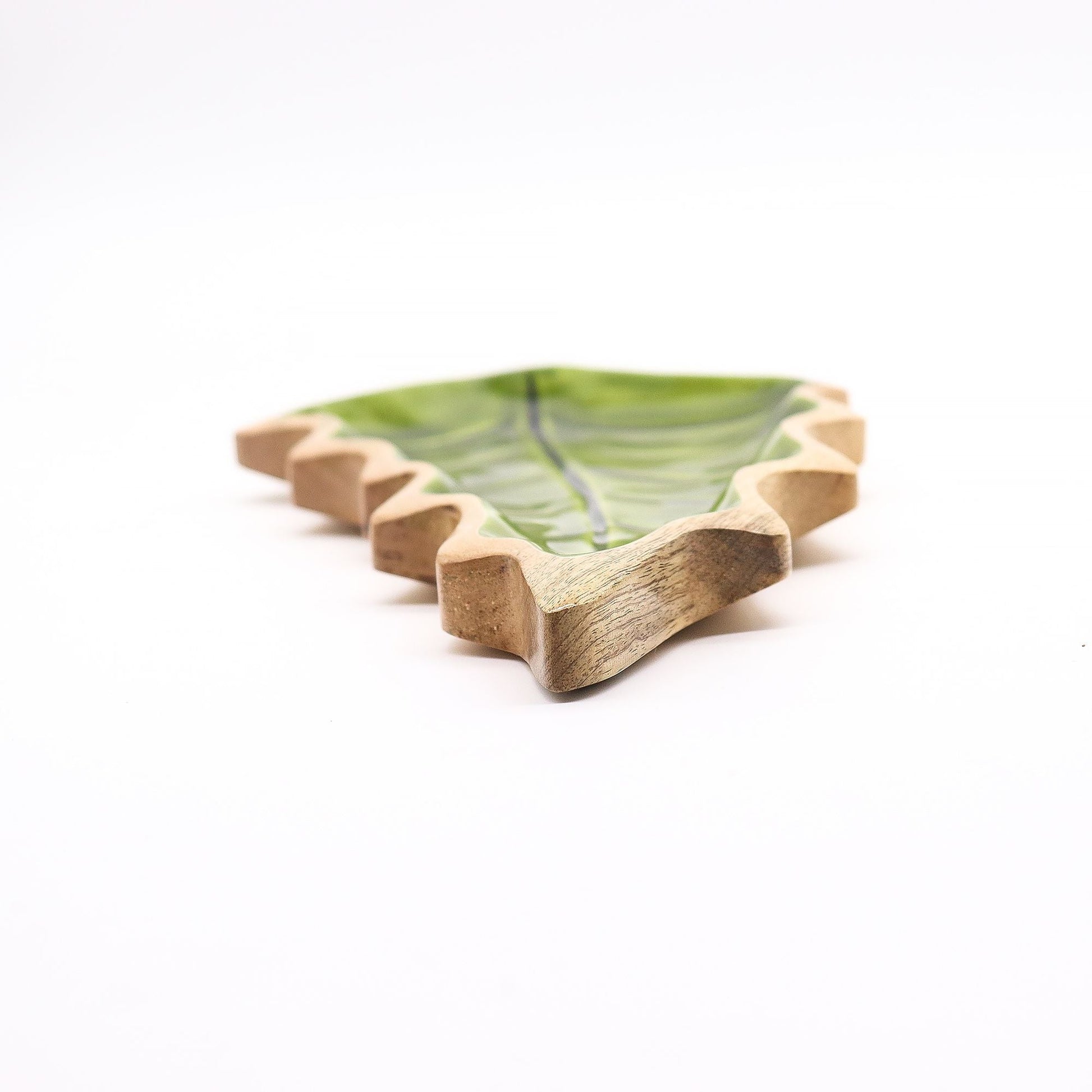Lost in the Forest - Enamel Leaf Wooden Bowl - 33x17cm - Luna Panther