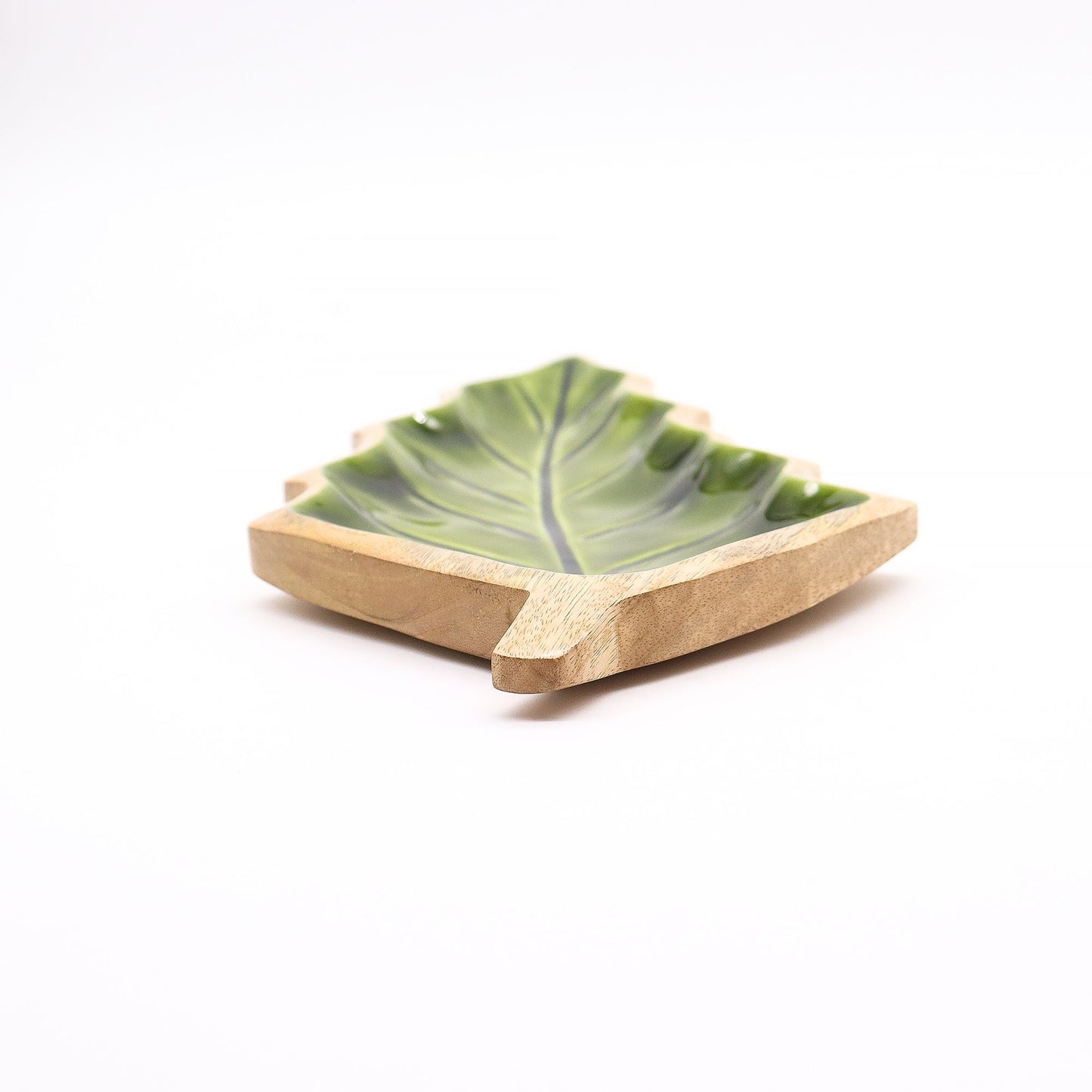 Lost in the Forest - Enamel Leaf Wooden Bowl - 33x17cm - Luna Panther
