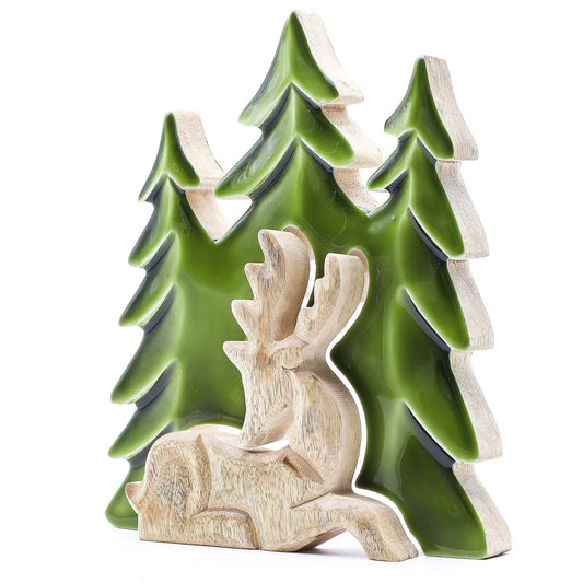 Lost in the Forest - Stag in the Forest 3D Wooden Decoration - 23x20cm - Luna Panther