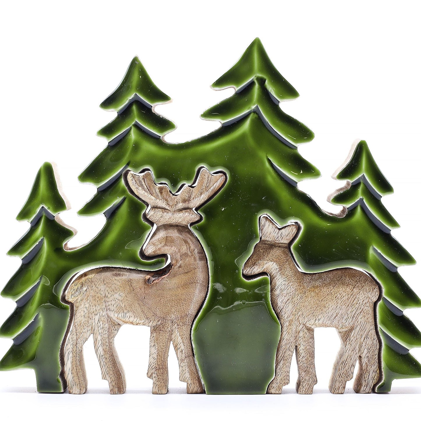 Lost in the Forest - Two Deer in the Forest 3D Wooden Decoration - 18x23cm - Luna Panther