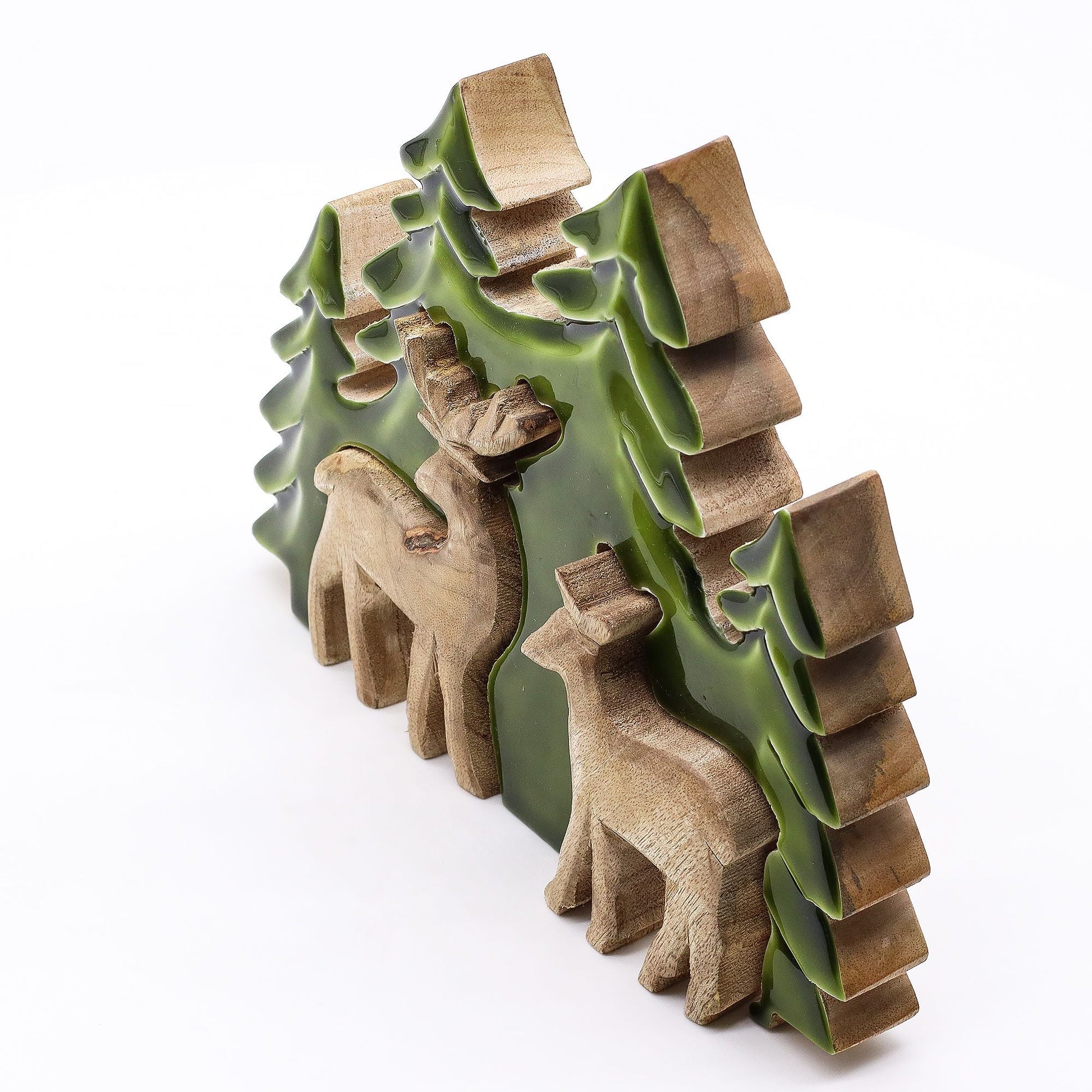 Lost in the Forest - Two Deer in the Forest 3D Wooden Decoration - 18x23cm - Luna Panther