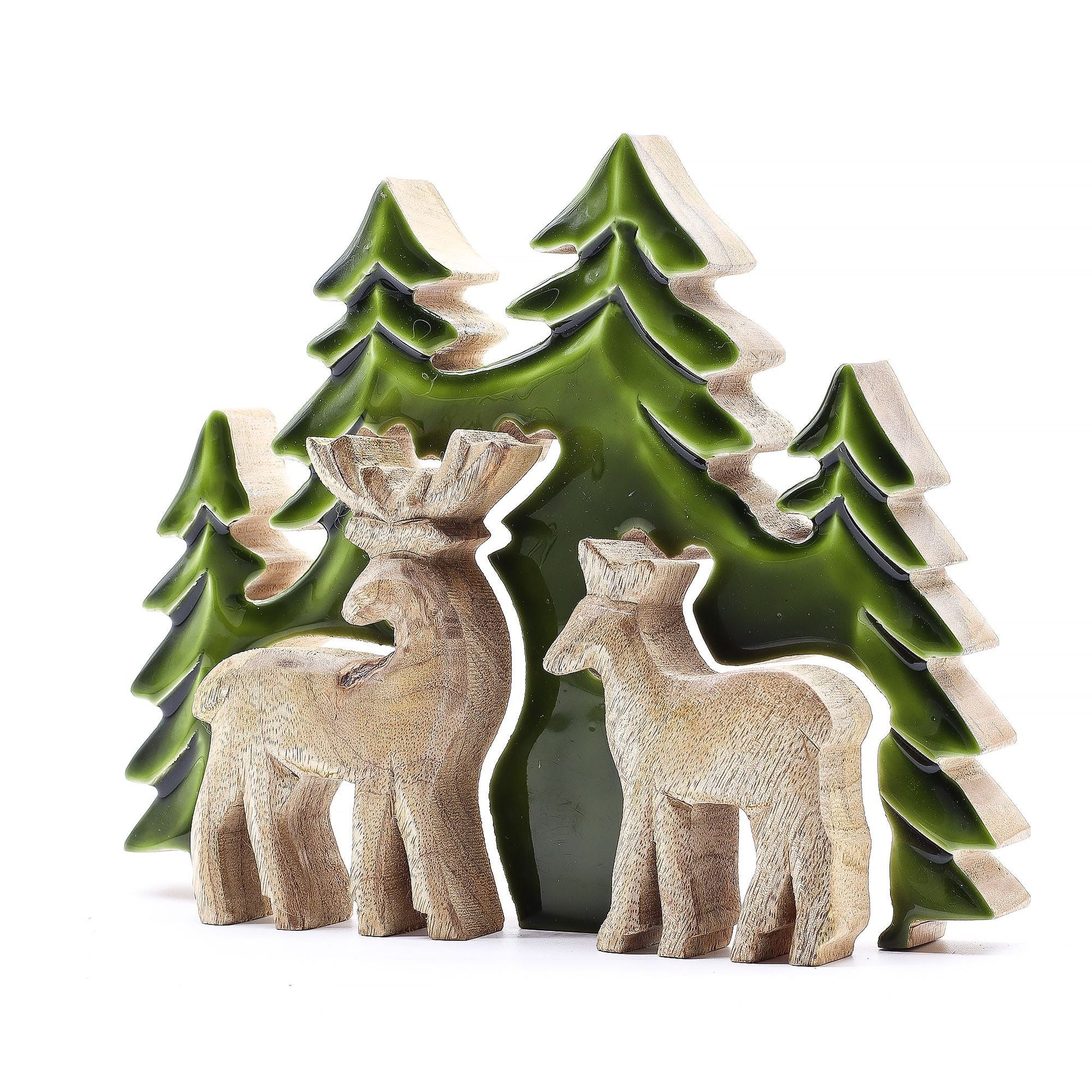 Lost in the Forest - Two Deer in the Forest 3D Wooden Decoration - 18x23cm - Luna Panther