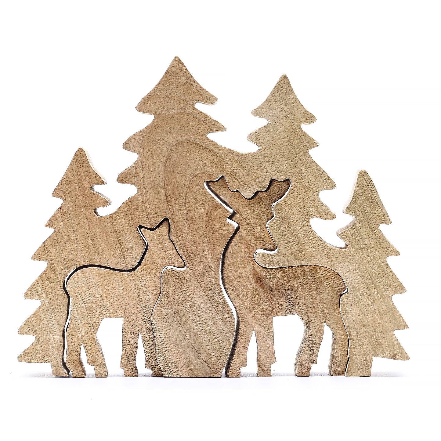 Lost in the Forest - Two Deer in the Forest 3D Wooden Decoration - 18x23cm - Luna Panther