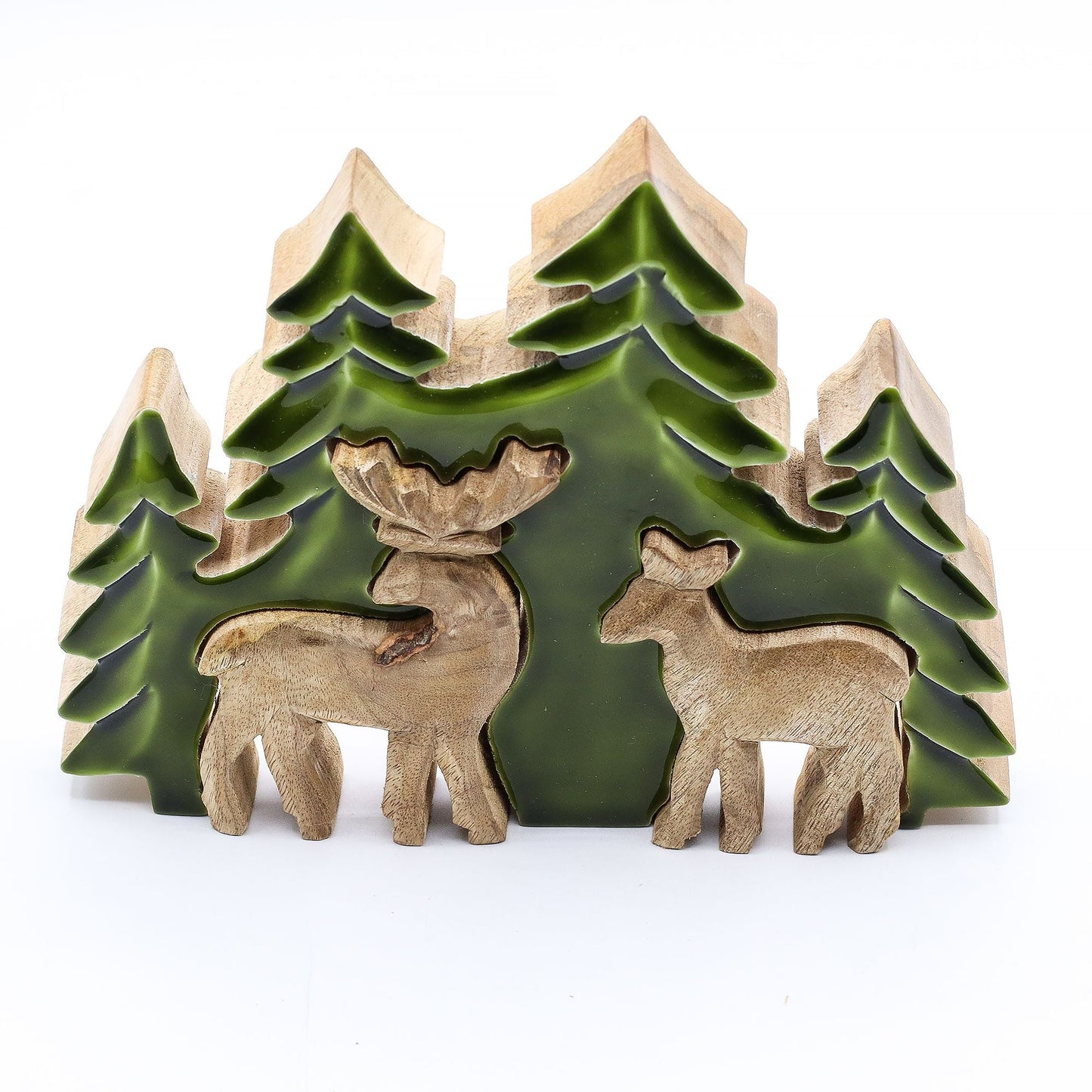 Lost in the Forest - Two Deer in the Forest 3D Wooden Decoration - 18x23cm - Luna Panther