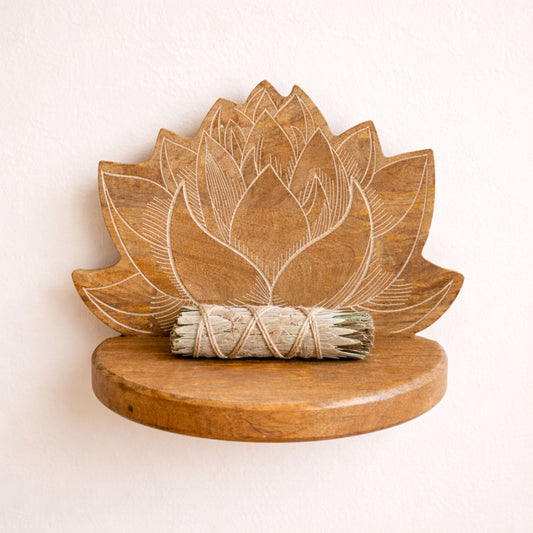 Lotus Wall Shelf White Wash - Luna Panther