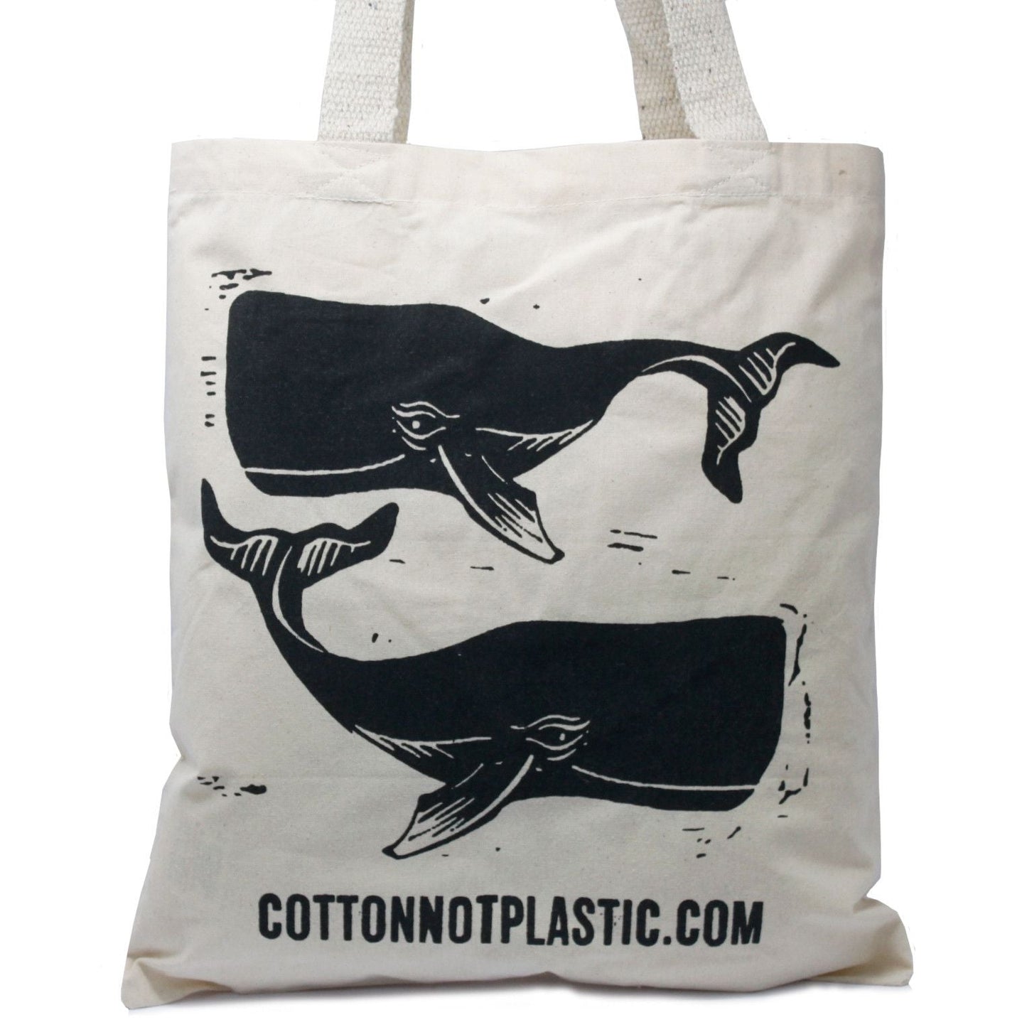 Polished Lrg Natural 6oz Cotton Bag 38x42cm - WHALES featuring natural patterning and unique variations - Luna Panther