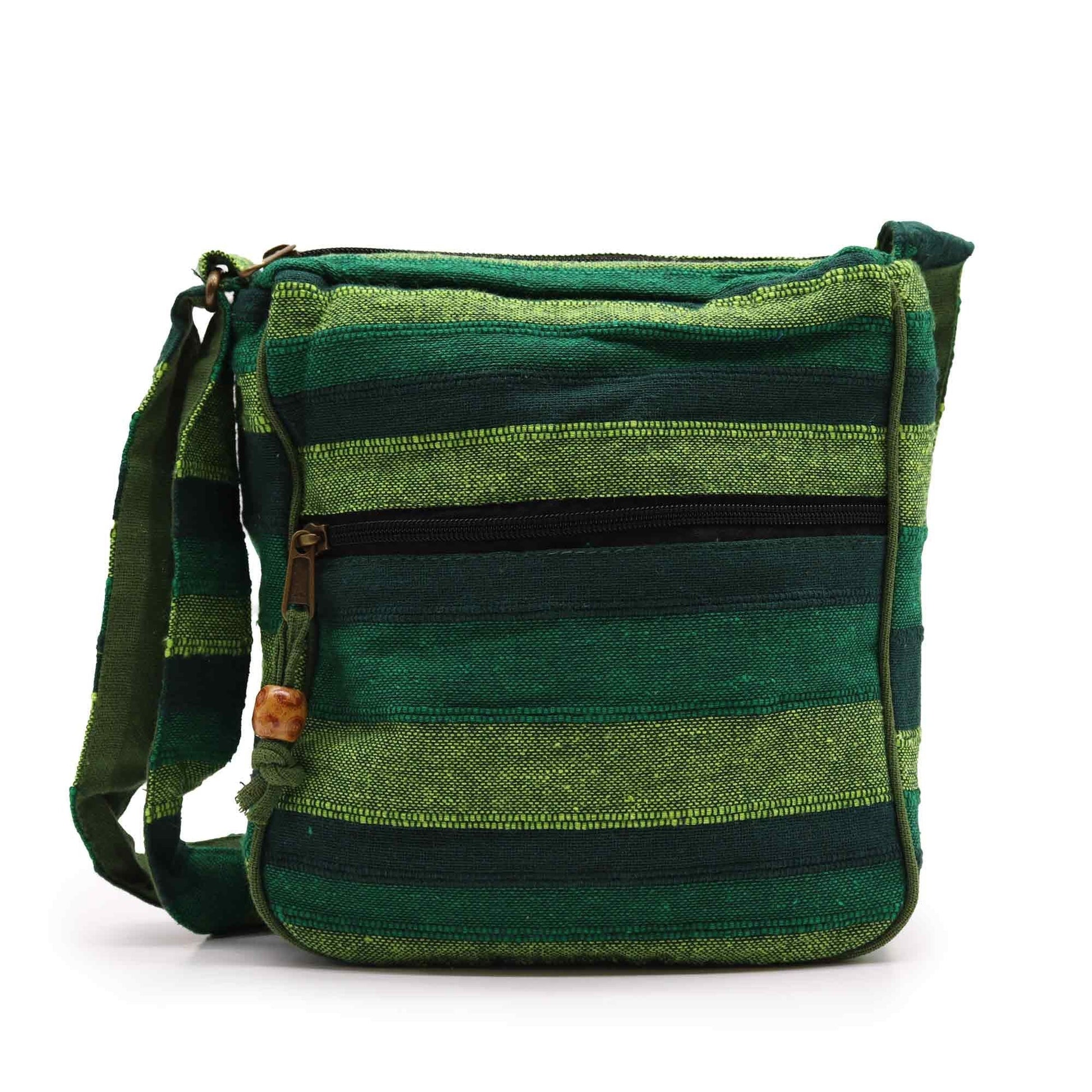 Polished Lrg Nepal Sling Bag (Adjustable Strap) - Forest Green featuring natural patterning and unique variations - Luna Panther