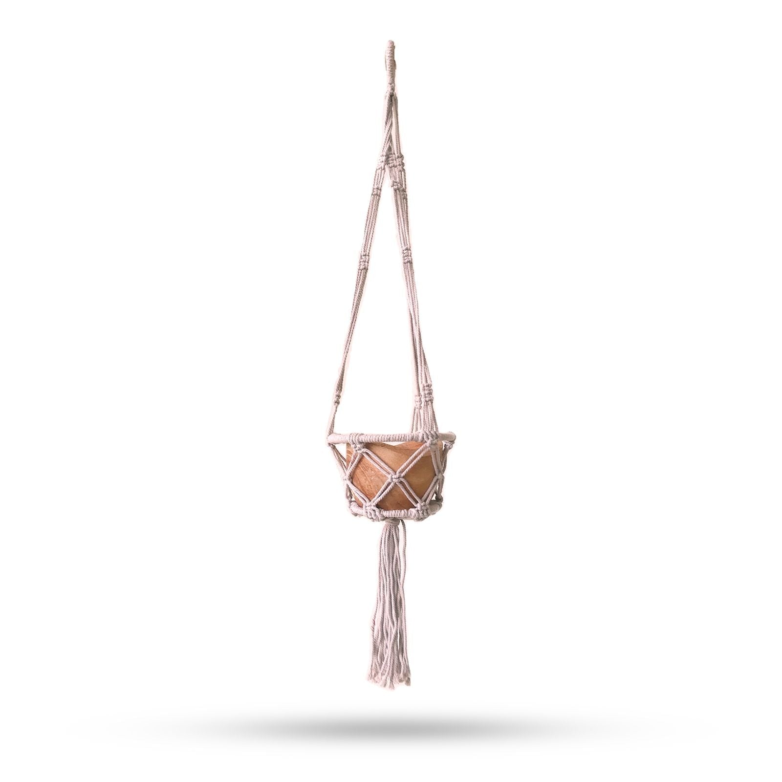 Macrame Hooped Pot Holder Small - Beige - 16cm Hoop - Luna Panther