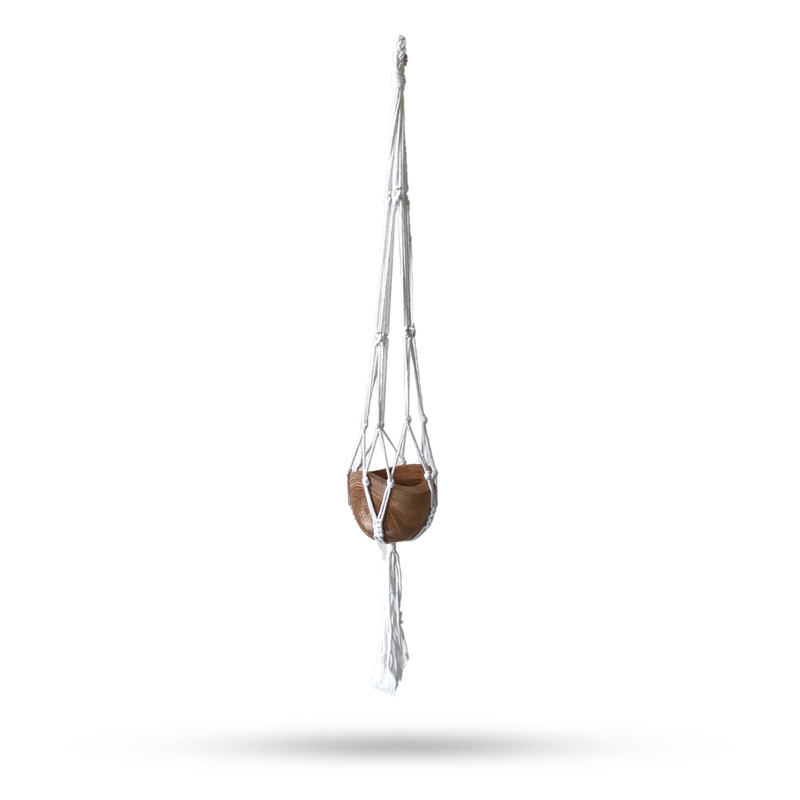 Macrame Pot Holder Classic - Natural Medium Pot - Luna Panther