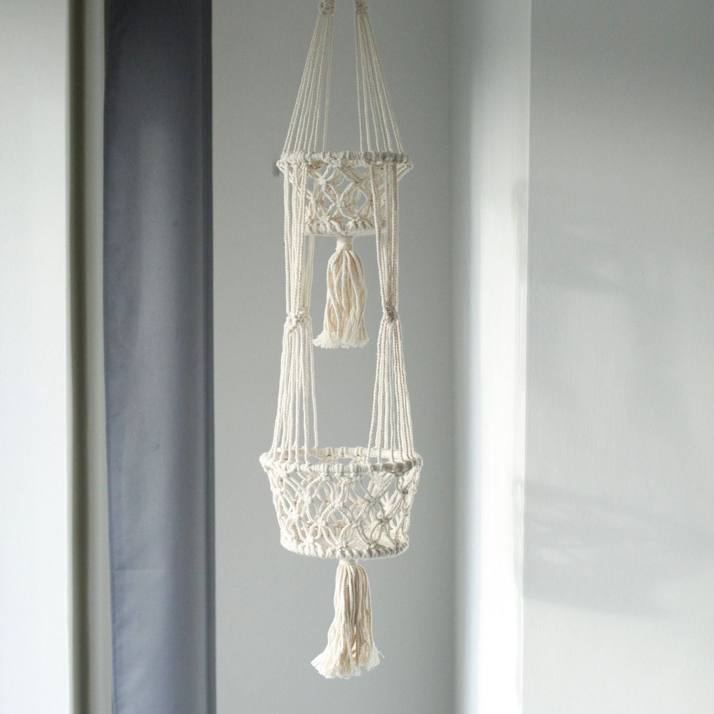 Macrame Pot Holder - Double Holder - Luna Panther
