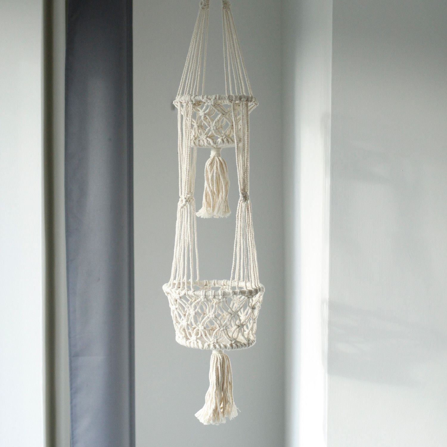 Macrame Pot Holder - Double Holder - Luna Panther
