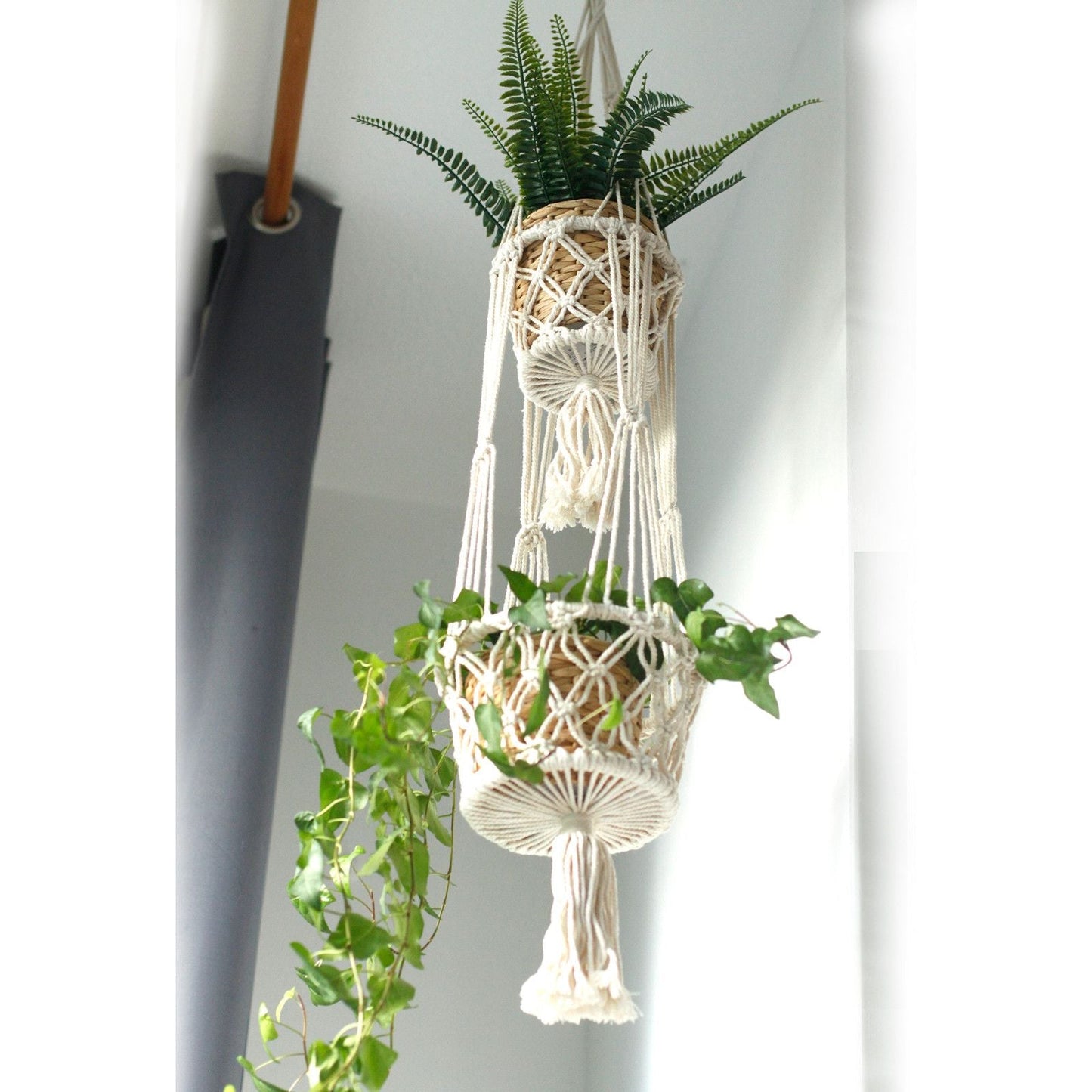 Macrame Pot Holder - Double Holder - Luna Panther