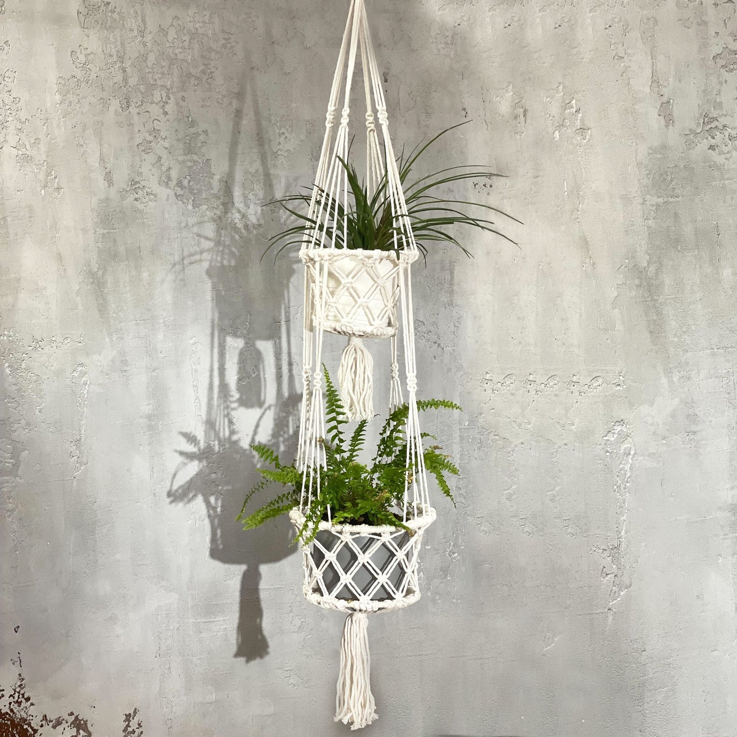 Macrame Pot Holder - Double Holder - Luna Panther