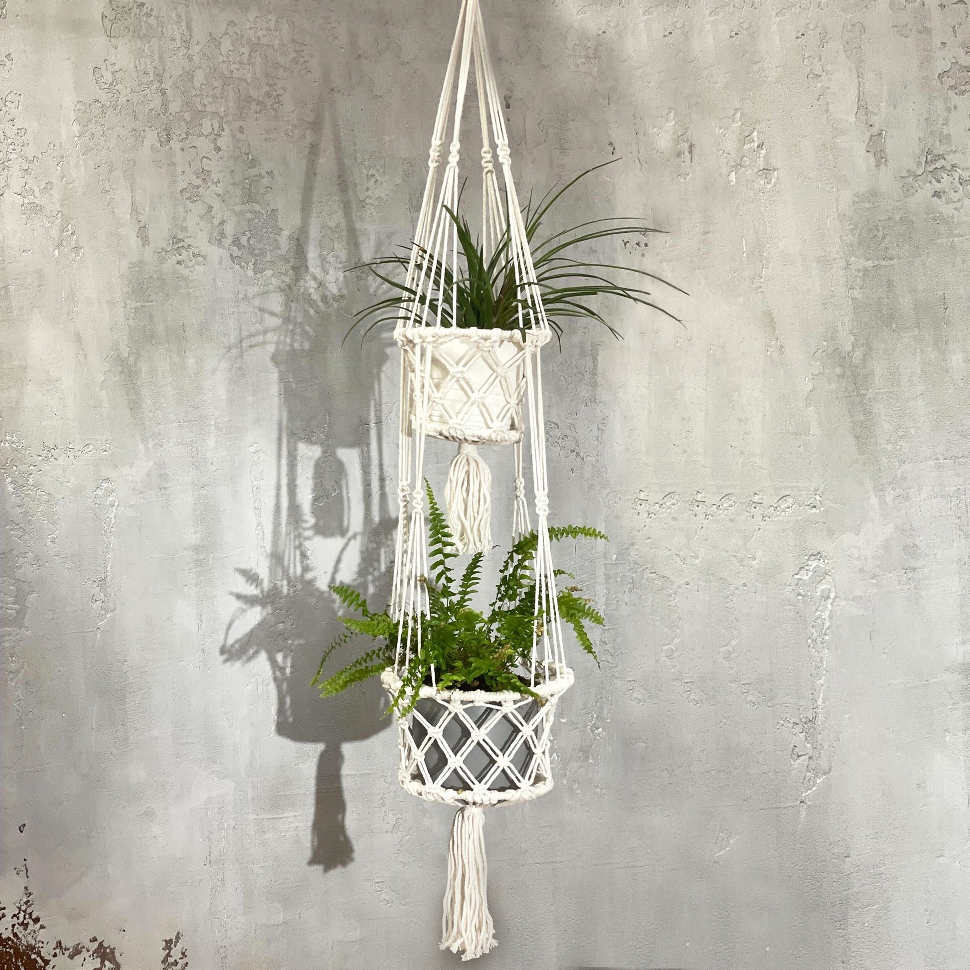 Macrame Pot Holder - Double Holder - Luna Panther