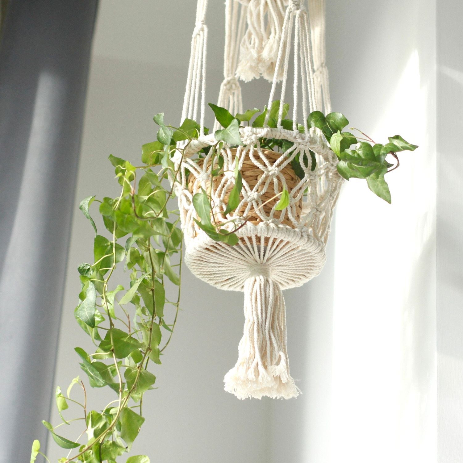 Macrame Pot Holder - Double Holder - Luna Panther