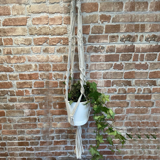 Macrame Pot Holder - Large Pot Holder - Extra Long - Luna Panther alternate view