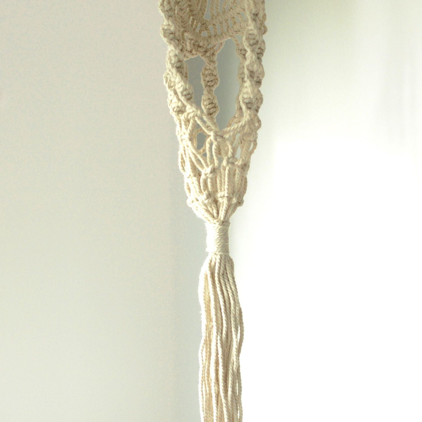 Macrame Pot Holder - Long With Rattan Hoop - Luna Panther