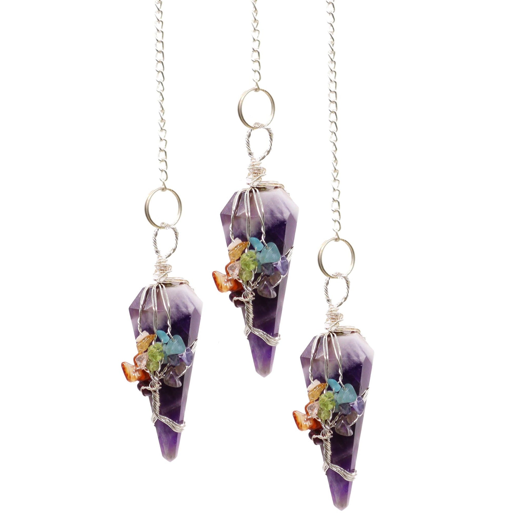 Polished Magic Pendulum - Seven Chakra - Amethyst featuring rich purple colour and natural clarity - Luna Panther